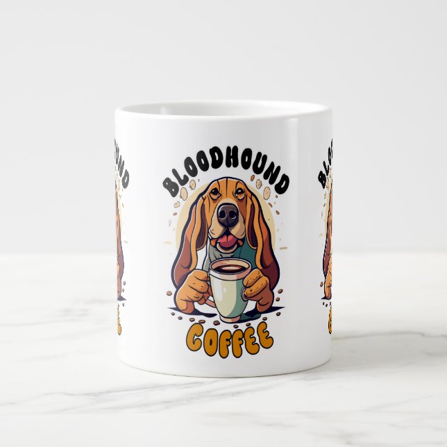 Funny Bloodhound dog drinking coffee Specialty Mug (Front)