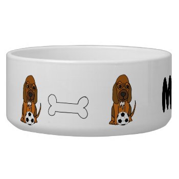 Funny Bloodhound Puppy Dog Playing Soccer Bowl by Petspower at Zazzle