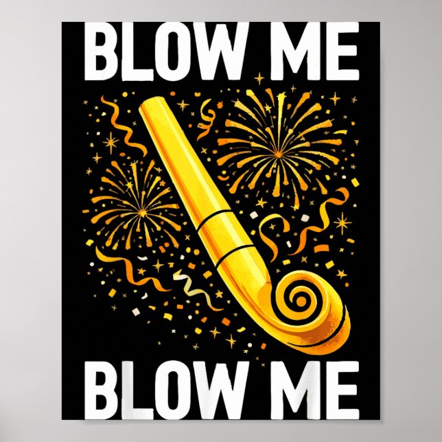 Funny Blow Me Kiss Me Happy New Year Couple Matchi Poster (Front)
