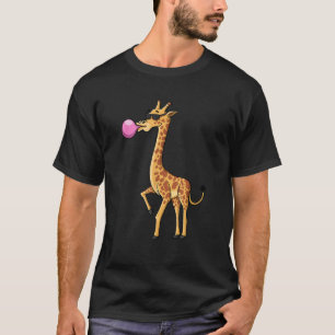 Funny Blowing Bubble Gum Giraffe Animal Lover Chew T-Shirt