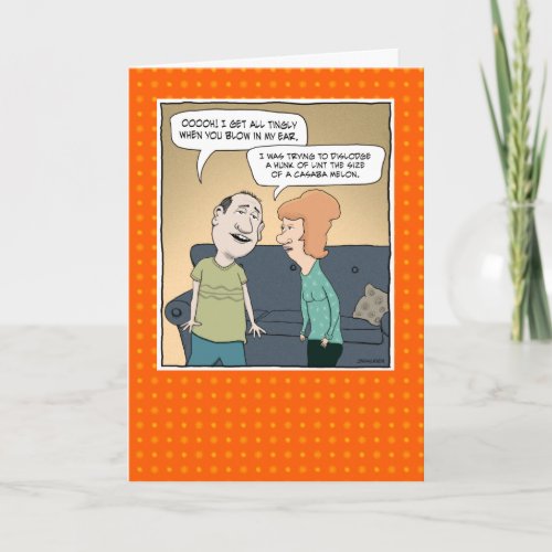 Funny Blowing in Ear Anniversary Card