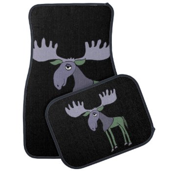 Funny Blue And Green Moose Cartoon Car Mat by naturesmiles at Zazzle