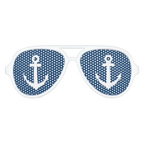 Funny blue and white nautical anchor party shades