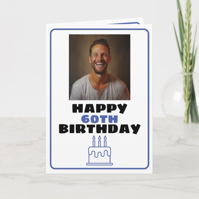 Funny Blue and White Photo Husband Birthday Card (Front)