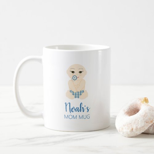 Funny Blue Baby Boy Newborn Illustration Coffee Mug