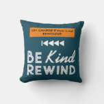 Funny Blue Be Kind Rewind Retro 80s Video Rental Throw Pillow