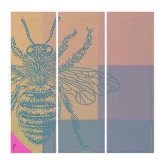 Funny Blue Bee Triptych