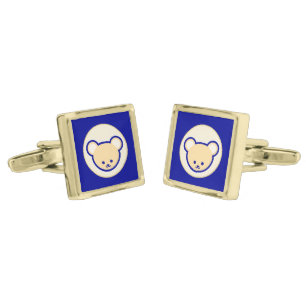 Funny Blue Beige Brown Teddy Bear Cute Cartoon Art Cufflinks