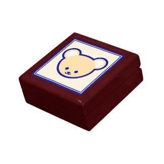 Funny Blue Beige Brown Teddy Bear Cute Vector Art Gift Box