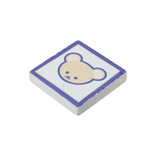 Funny Blue Beige Teddy Bear Cute Cartoon Art Stone Magnet (Angled)