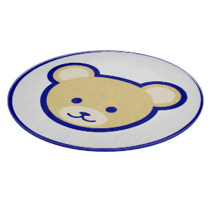 Funny Blue Beige Teddy Bear Cute Cartoon Cutting Board