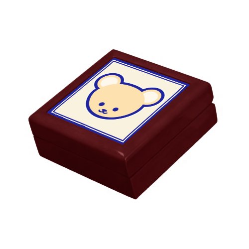 Funny Blue Beige Teddy Bear Cute Vector Art Gift Box