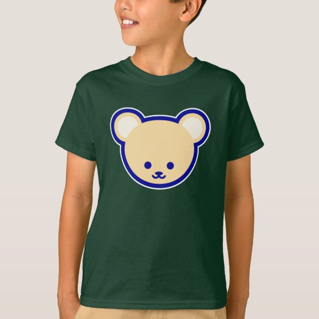 Funny Blue Beige Teddy Bear Cute Vector Art T-Shirt (Front)