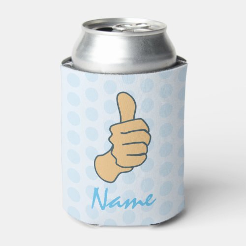 Funny Blue Big Thumbs Up Custom Name Can Cooler