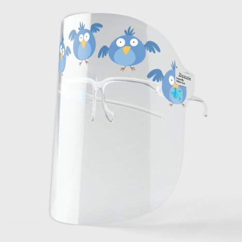 Funny Blue Birds Cute Animal Cartoon Face Shield