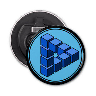 Funny Blue Black Impossible Triangle Blocks Bottle Opener