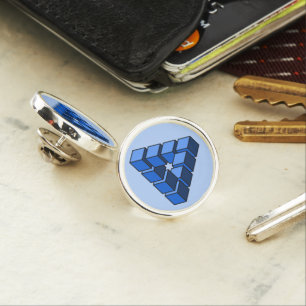 Funny Blue Black Impossible Triangle Blocks Lapel Pin