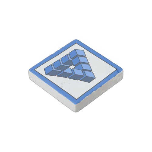 Funny Blue Black Impossible Triangle Blocks Stone Magnet