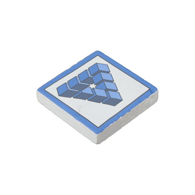 Funny Blue Black Impossible Triangle Cubes Stone Magnet (Angled)