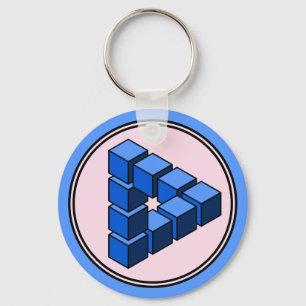 Funny Blue Black Pink Impossible Triangle Blocks Keychain
