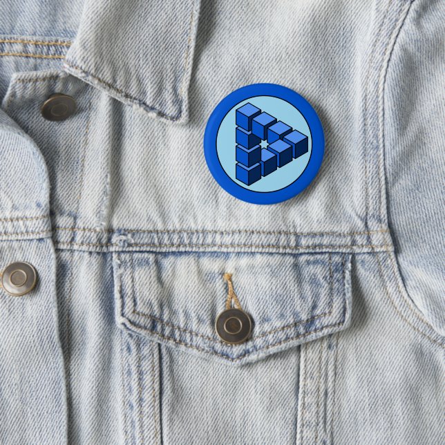 Funny Blue Black Toy Blocks Triangle Vector Art Button (In Situ)