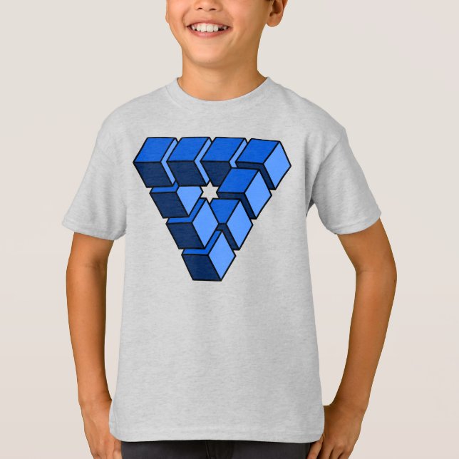 Funny Blue Black Toy Blocks Triangle Vector Art T-Shirt (Front)
