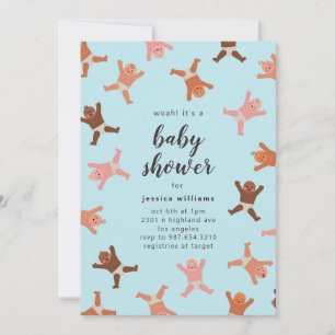Funny Blue Boy Shower of Babies Invitation