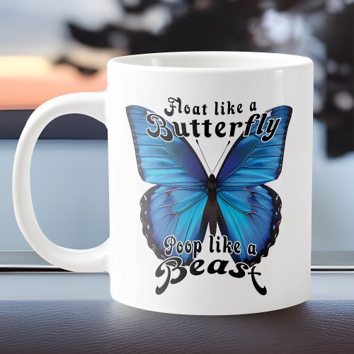 Funny Blue Butterfly Poop Like Beast Toilet Humor Giant Coffee Mug