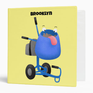 Funny blue cement mixer cartoon illustration 3 ring binder