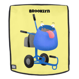 Funny blue cement mixer cartoon illustration backpack