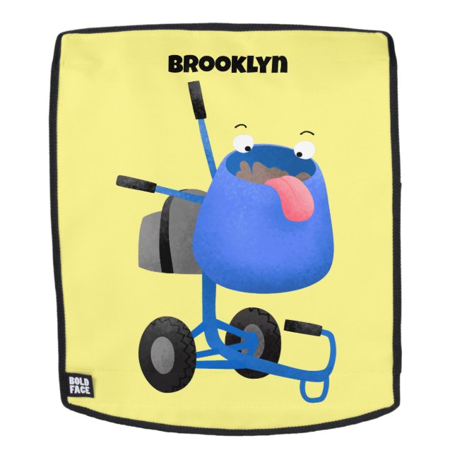 Funny blue cement mixer cartoon illustration backpack (Removable Face)