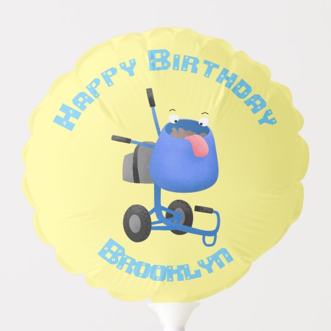 Funny blue cement mixer cartoon illustration balloon (Front)