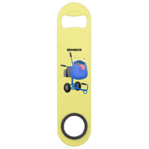 Funny blue cement mixer cartoon illustration bar key