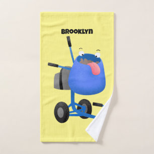 Funny blue cement mixer cartoon illustration bath towel set