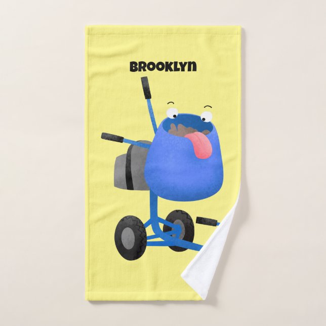 Funny blue cement mixer cartoon illustration bath towel set (Hand Towel)