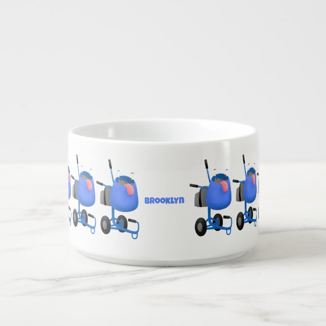 Funny blue cement mixer cartoon illustration  bowl (Center)