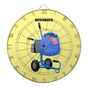 Funny blue cement mixer cartoon illustration dart board