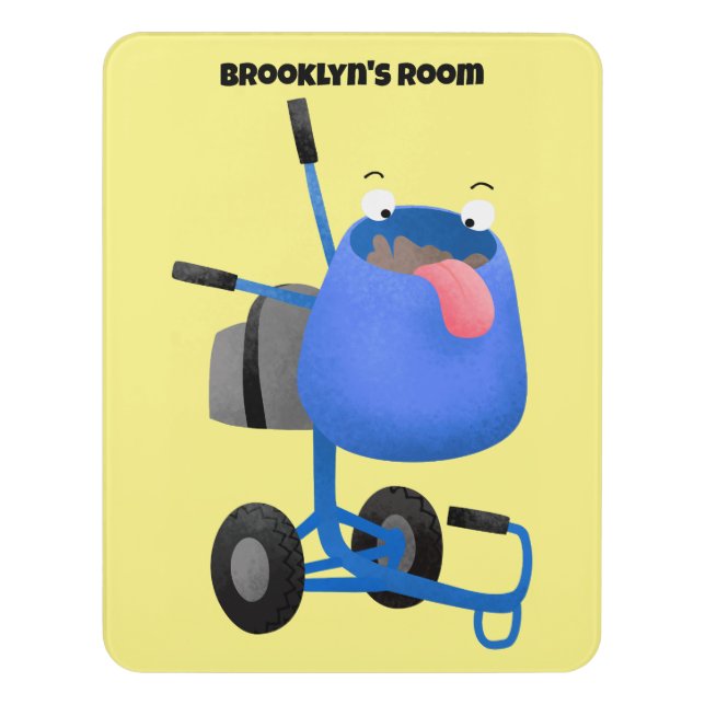 Funny blue cement mixer cartoon illustration  door sign (Contemporary Vert)