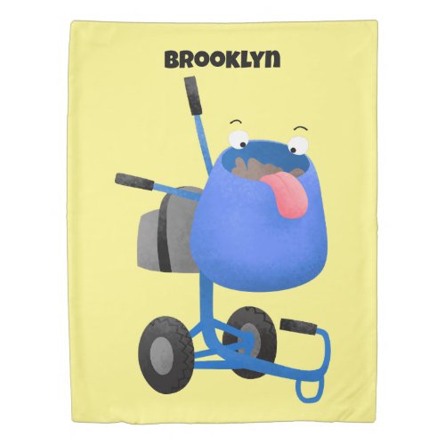 Funny blue cement mixer cartoon illustration  duvet cover