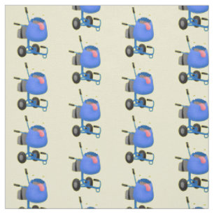 Funny blue cement mixer cartoon illustration fabric