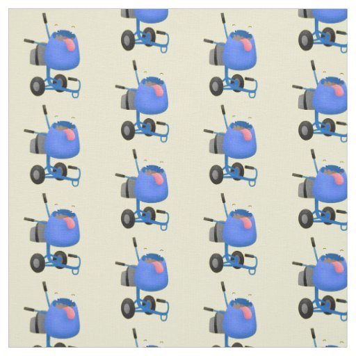Funny blue cement mixer cartoon illustration fabric