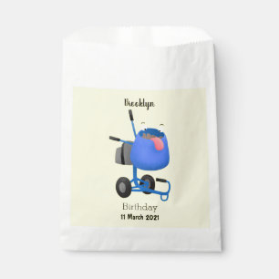 Funny blue cement mixer cartoon illustration favor bag
