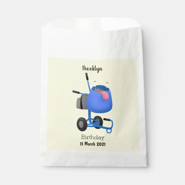 Funny blue cement mixer cartoon illustration favor bag (Front)