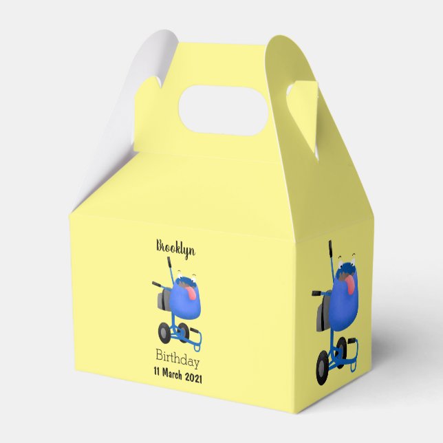 Funny blue cement mixer cartoon illustration favor boxes (Front Side)