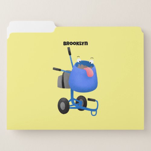 Funny blue cement mixer cartoon illustration file folder