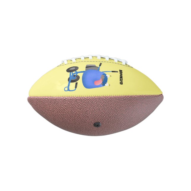 Funny blue cement mixer cartoon illustration football (Rotated 270)