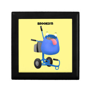 Funny blue cement mixer cartoon illustration gift box