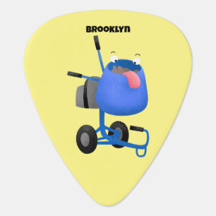 Funny blue cement mixer cartoon illustration guitar pick