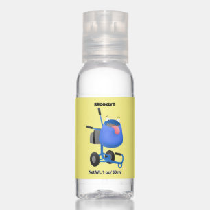 Funny blue cement mixer cartoon illustration hand sanitizer