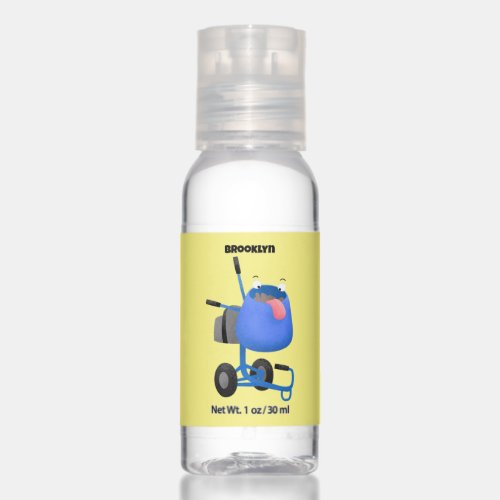 Funny blue cement mixer cartoon illustration hand sanitizer